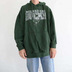Vintage NBA Milwaukee Bucks Green Hooded Pullover Sweatshirt  3XL